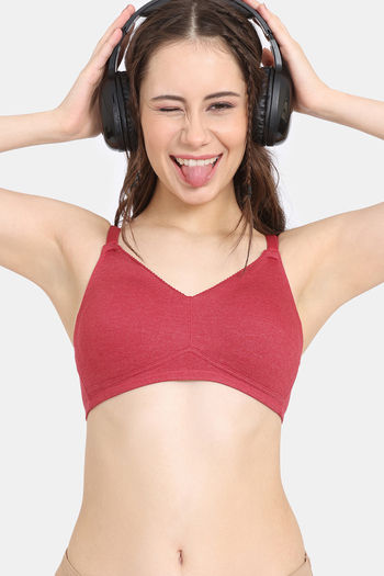 Buy Rosaline Everyday Double Layered Non-Wired 3/4th Coverage  T-Shirt Bra - Equestrain Red